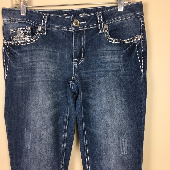 12K TWELVE K USA CROSS EMBELLISHED JEANS - Picture 3 of 8